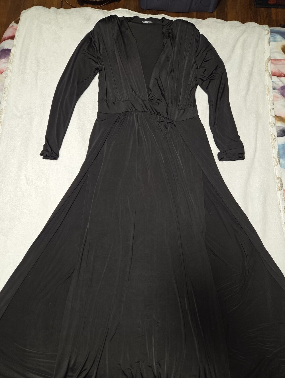 Fashion Nova Black Long Sleeve Wrap Maxi Dress